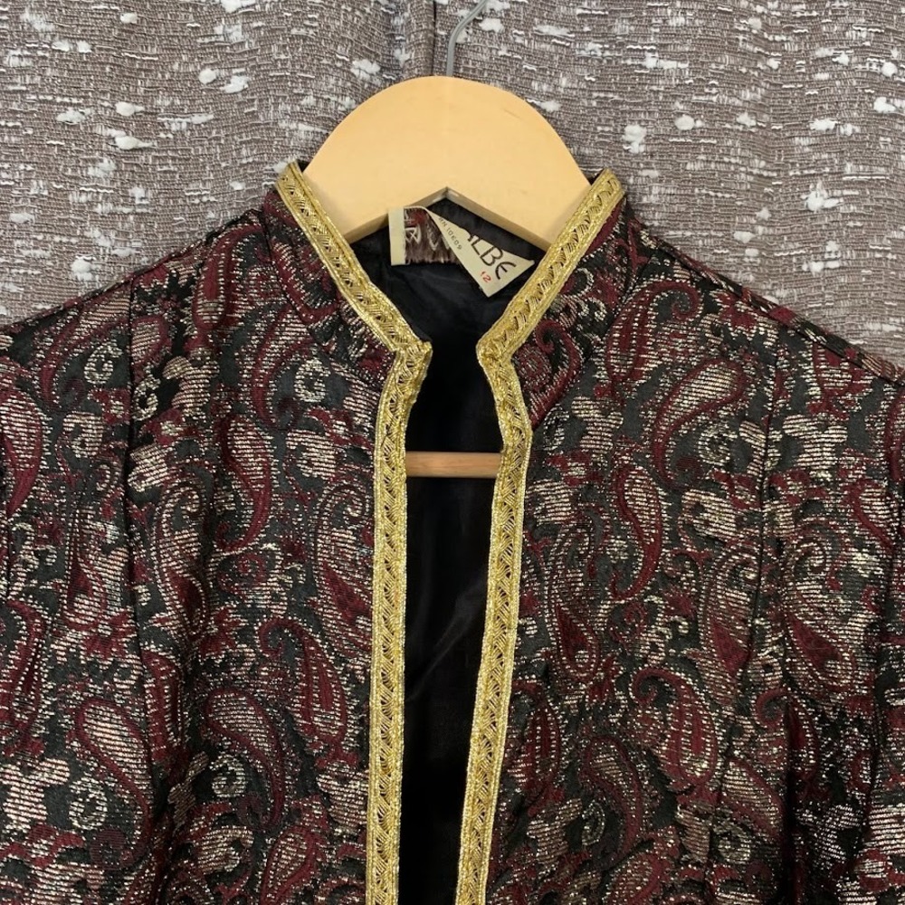 Vintage Malbe Embroidered Tapestry Paisley Blazer Jacket Union Made Womens 11/12 - Picture 4 of 9
